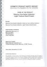 Cocmetic product safety report Food supplement Topinambur powder, 75 g