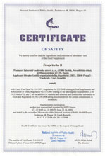 Certificate of safety Food supplement Topinambur powder, 75 g